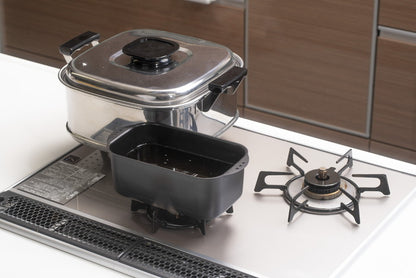 天ぷら鍋 ミニ天ぷら 角型 ミニ揚げ物鍋 スクエア ステンレスバット3枚セット IH対応[ガス火もOK] 揚げ鍋 揚げ物 天ぷら お弁当用 ミニ 少量 小型 小さめ 小さい 1人用 2人用 鉄 鉄製(代引不可)