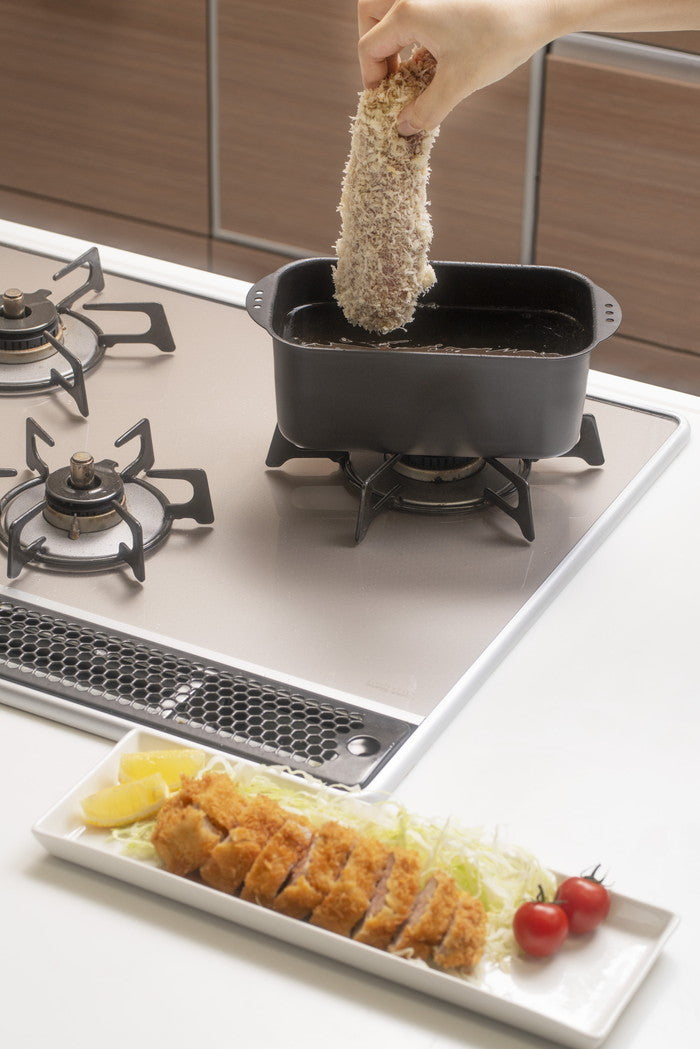 天ぷら鍋 ミニ天ぷら 角型 ミニ揚げ物鍋 スクエア ステンレスバット3枚セット IH対応[ガス火もOK] 揚げ鍋 揚げ物 天ぷら お弁当用 ミニ 少量 小型 小さめ 小さい 1人用 2人用 鉄 鉄製(代引不可)