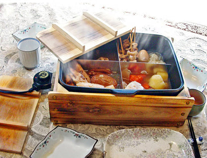 杉山金属 多用途おでん鍋ふるさとのれん おでん鍋 おでん 電気 フッ素樹脂加工 煮る でる 蒸す 焼く 炒める 家庭用 便利家電(代引不可)