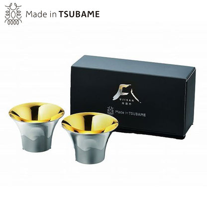 富士山ぐい呑み2P(内面24金メッキ)(代引不可)