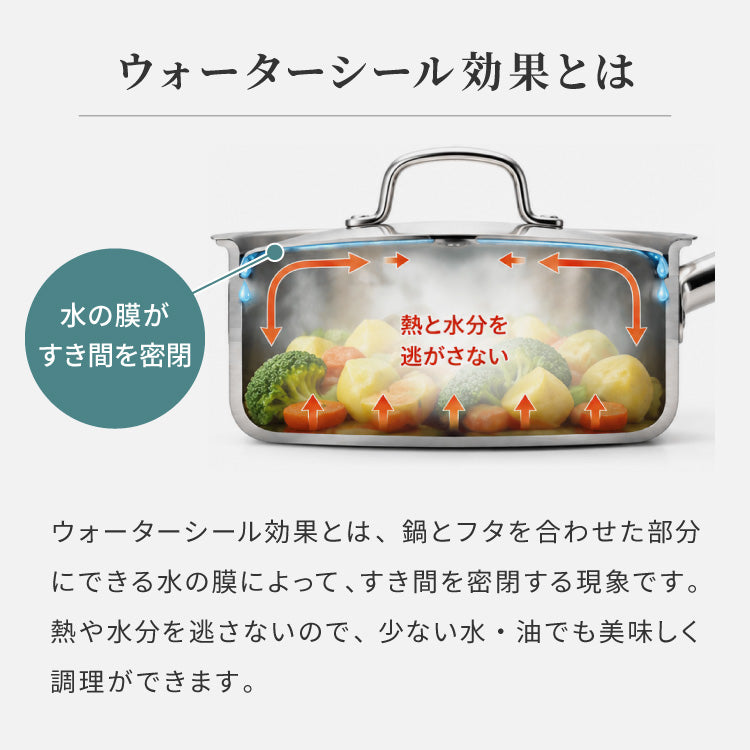 日本製 燕三条 ステンレス3層片手鍋 18cm IH対応 蓋付き 全面鏡面仕上げ ガス火OK アルミクラッド 三層鋼 鍋 フッ素不使用 SUS304 ステンレス製 フライパン シモリュウ プラジュール