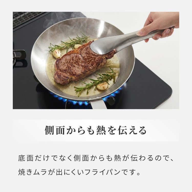 日本製 燕三条 ステンレス3層フライパン 24cm IH対応 ガス火OK アルミクラッド 三層鋼 フライパン フッ素不使用 SUS304 ステンレス製 フライパン シモリュウ プロシード ギフト