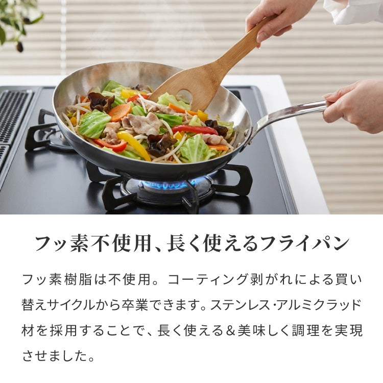 日本製 燕三条 ステンレス3層フライパン 24cm IH対応 ガス火OK アルミクラッド 三層鋼 フライパン フッ素不使用 SUS304 ステンレス製 フライパン シモリュウ プロシード ギフト