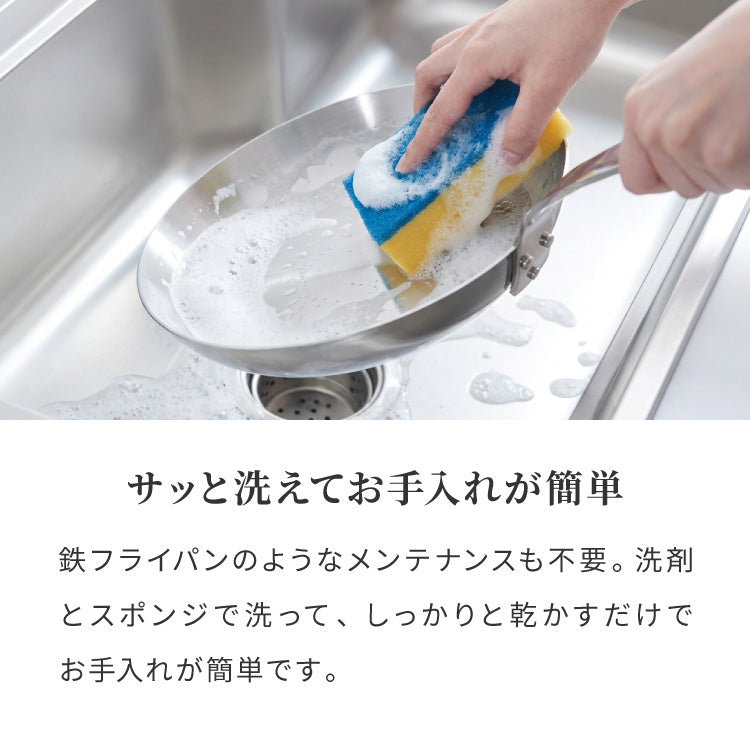 日本製 燕三条 ステンレス3層フライパン 28cm IH対応 ガス火OK アルミクラッド 三層鋼 フライパン フッ素不使用 SUS304 ステンレス製 フライパン シモリュウ プロシード ギフト