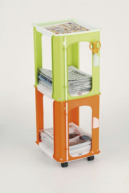 からふるしんぶん楽っく プラス1 便利なトレー付き(新聞 新聞紙 雑誌 ストッカー 収納 ラック キャスター付き ハサミ小物入れ付き ひも通し棒付き 新聞ラック 新聞ストッカー)(代引不可)