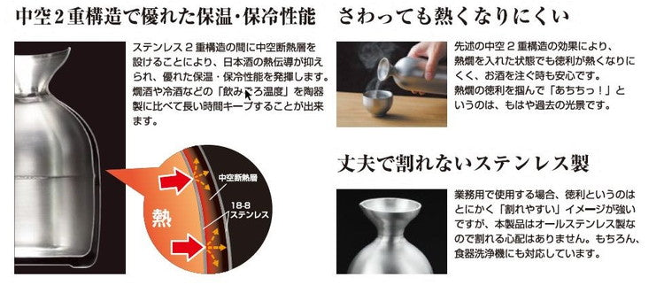 メタル丼 徳利Baby1合18-8つや消し(代引不可)