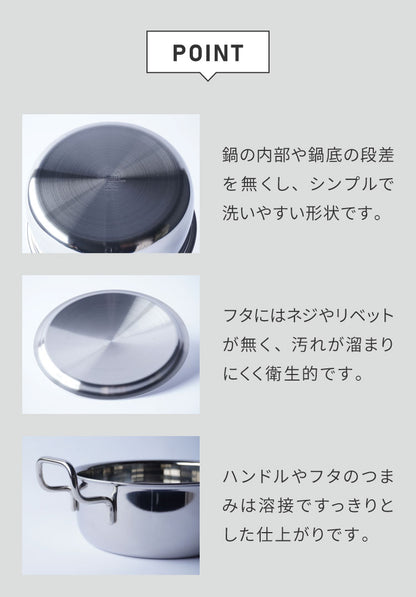 ジオ・プロダクト 日本製 両手鍋 22cm GEO-22T ガス火・IH対応 オーブン可 GEO ジオ 服部幸應先生 国産 宮崎製作所 Miyaco ジオプロダクト