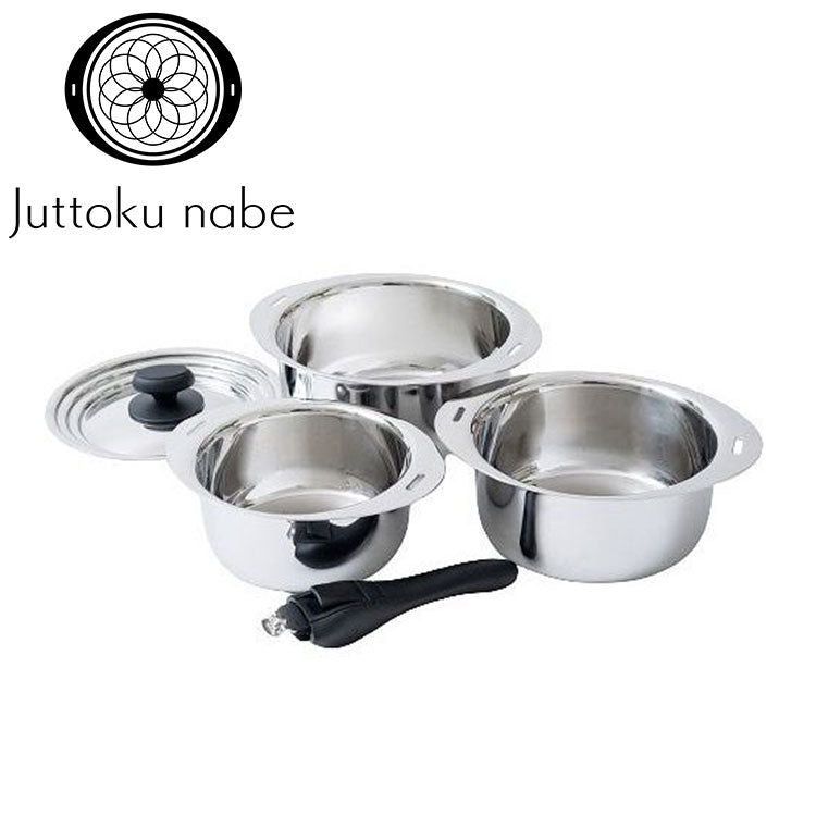 JN-ST-1 Miyaco 宮崎製作所 十得鍋 重なるお鍋セット ソースポットセット 16 18 20cm 兼用蓋 片手ハンドル 収納 スタッキング 無水調理 無油調理 IH対応(代引不可)