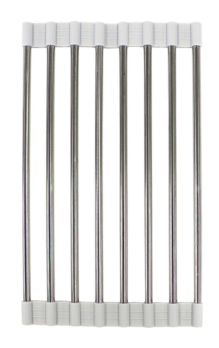 水切りラック シンク上 スリム 幅16cm 伸縮 27.5~45cm ステンレス シリコン 折りたたみ シンク横 大容量 コンパクト くるくるスッキリラック 錆びない 食器 プレート 伸縮式 巻ける 省スペース(代引不可)