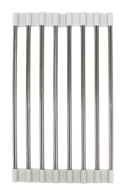 水切りラック シンク上 スリム 幅16cm 伸縮 27.5~45cm ステンレス シリコン 折りたたみ シンク横 大容量 コンパクト くるくるスッキリラック 錆びない 食器 プレート 伸縮式 巻ける 省スペース(代引不可)