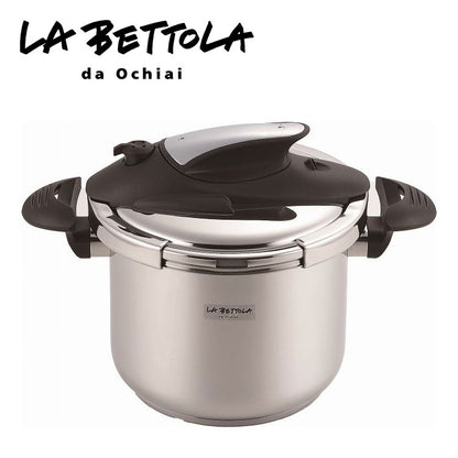 圧力鍋 圧力なべ ih「ラ・ベットラ IH対応 ステンレス両手圧力鍋 6L(22cm)」レシピ付き(LB-158) ガス火対応 落合務 LABETTLA ラベットラ 時短 省エネ 節約 おいしく キッチン ギフト(代引不可)