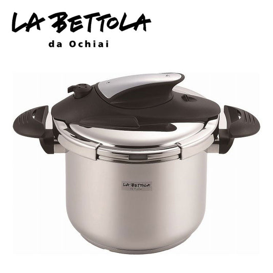 圧力鍋 圧力なべ ih「ラ・ベットラ IH対応 ステンレス両手圧力鍋 6L(22cm)」レシピ付き(LB-158) ガス火対応 落合務 LABETTLA ラベットラ 時短 省エネ 節約 おいしく キッチン ギフト(代引不可)