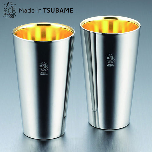 金の贅 18-8ステンレスW構造タンブラー2PC(内面24金メッキ)(代引不可)