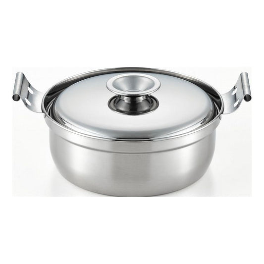 丁度鍋 16cm IH対応 タマハシ 味名人 AM-16W 両手鍋 卓上鍋 一人鍋 ステンレス製 シルバー よせ鍋 蓋付き(代引不可)