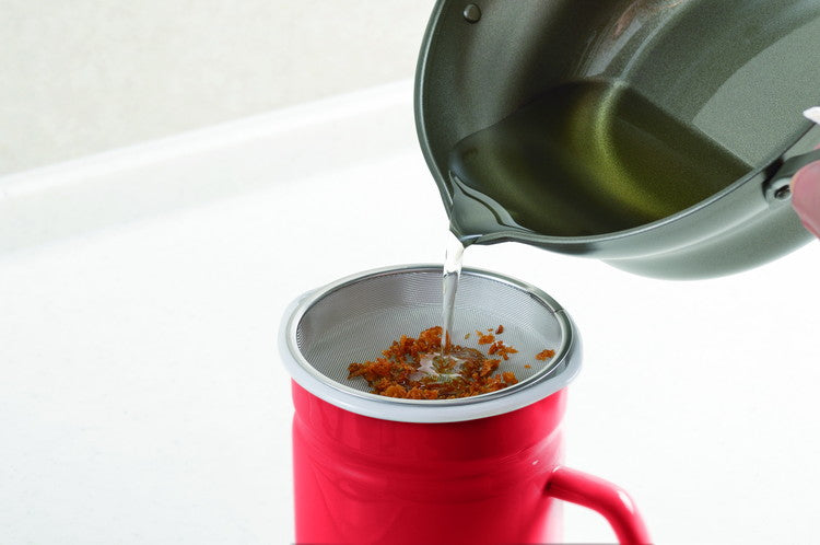 漉しアミ付オイルポット1.0L レッド(代引不可)