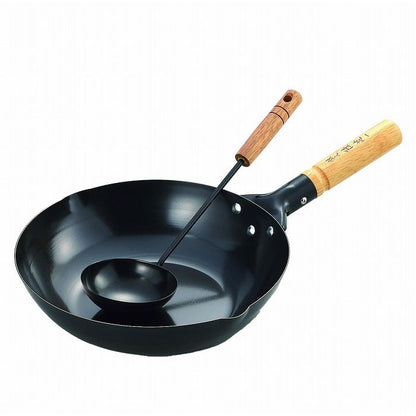 陳建一 IH対応 北京鍋28cm(お玉付) (CK-333R) 鉄製 ウォックパン 中華の鉄人 炒め鍋 本格的 ギフト(代引不可)