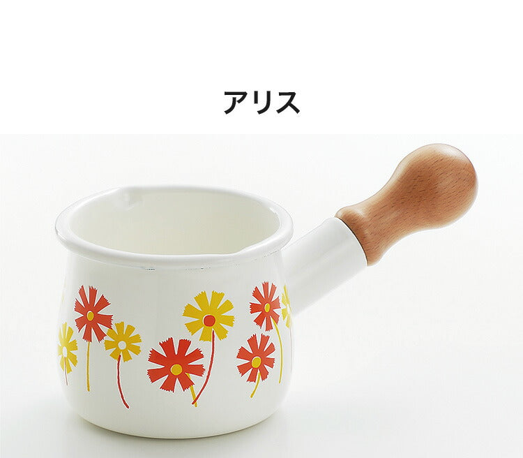 プチミルクパン アデリアレトロ タマハシ 日本製 片手鍋 小鍋 ホーロー製品 ミニ 省スペース 保温性 耐熱性 耐酸性 昭和レトロ レトロ キッチン 台所(代引不可)