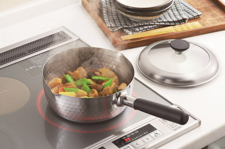 槌目雪平鍋 20cm 蓋付き 銀鱗 ステンレス製 日本製 燕三条(代引不可)