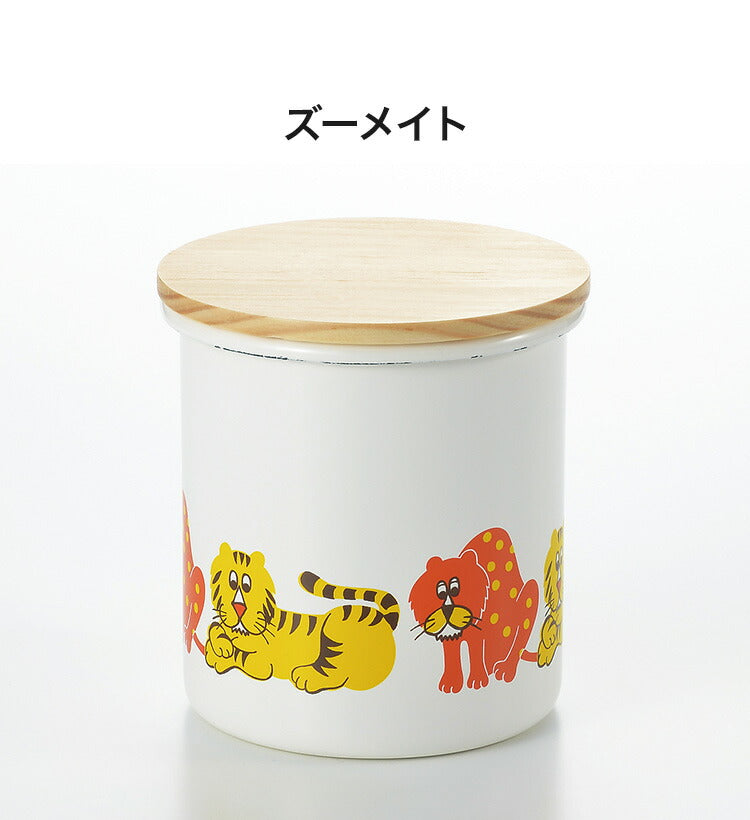 アデリアレトロ ホーロー 保存容器 キャニスターNew ズーメイト ADR-55 木蓋 コーヒー シュガーポット 茶葉 雑貨 琺瑯 ブランド グッズ かわいい 動物 アニマル 豹 虎(代引不可)