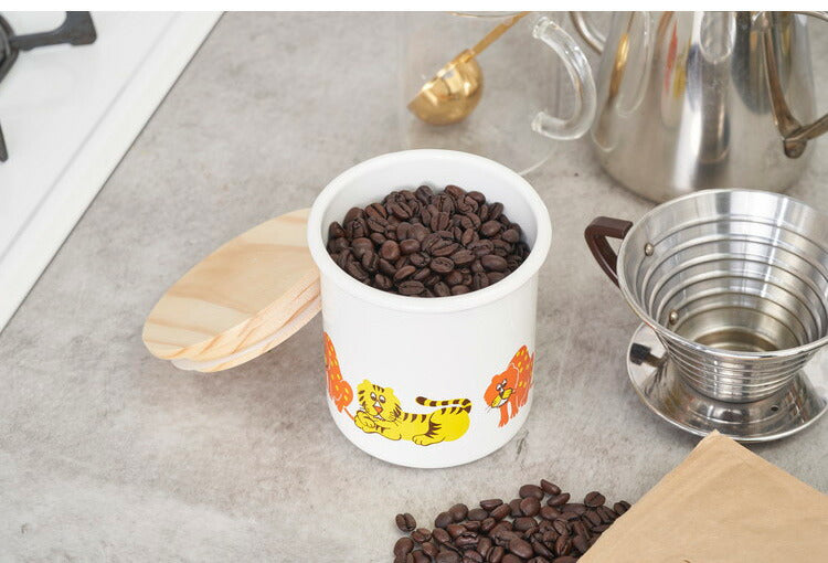 アデリアレトロ ホーロー 保存容器 キャニスターNew ズーメイト ADR-55 木蓋 コーヒー シュガーポット 茶葉 雑貨 琺瑯 ブランド グッズ かわいい 動物 アニマル 豹 虎(代引不可)