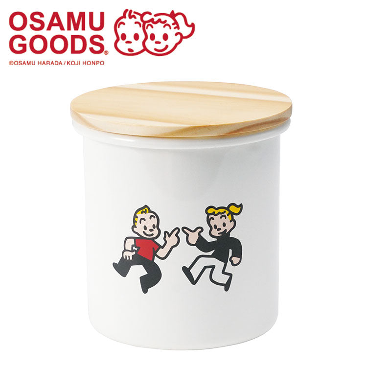 「OSAMU GOODS」ホーローキャニスター(木蓋) キャラクター キッチン用品 かわいい(代引不可)