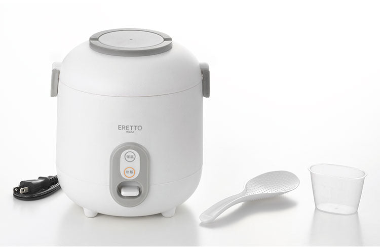 ERETTO "mono" ミニ炊飯器 小さい コンパクト 省スペース 0.5合から 炊ける 0.5合炊き ごはん 一人暮らし スイッチ 1つ 簡単 操作 炊飯 持ち手付き 持ち運びやすい かわいい おしゃれ(代引不可)