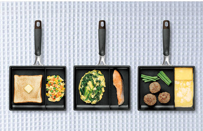 ネオ モーニングエッグパン IH対応 ツインパン 仕切り付き フッ素樹脂 加工 玉子焼 お弁当 時間短縮 卵焼き 卵焼き器 玉子焼器 エッグパン たまご焼き 炒め物 おかず 朝ごはん ガス対応(代引不可)