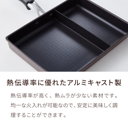 蓋付き ネオモーニングエッグパンIH対応 ガス対応 お弁当 朝食 仕切り付き 仕切付 角型フライパン 高機能フライパン おべんとう お弁当作り だし巻き卵 ウィンナー 時短 調理 効率