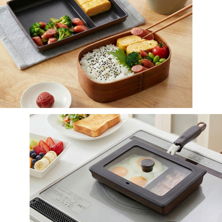 蓋付き ネオモーニングエッグパンIH対応 ガス対応 お弁当 朝食 仕切り付き 仕切付 角型フライパン 高機能フライパン おべんとう お弁当作り だし巻き卵 ウィンナー 時短 調理 効率