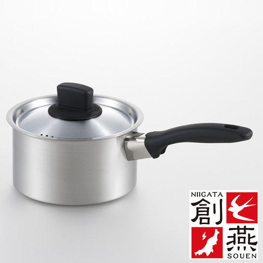 創燕 ステンレス製 IH 200V対応 片手なべ 16cm 日本製200 H電磁調理器対応 SG認定製品(代引不可)