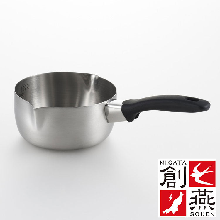 創燕 ステンレス製 IH 200V対応 片手なべ 16cm 日本製200 H電磁調理器対応 SG認定製品(代引不可)