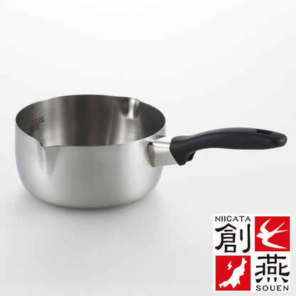 創燕 ステンレス製 IH 200V対応 片手なべ 18cm 日本製200 H電磁調理器対応 SG認定製品(代引不可)