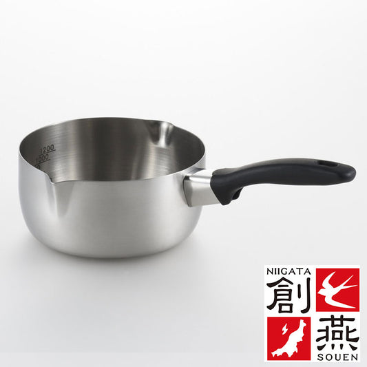 創燕 ステンレス製 IH 200V対応 片手なべ 18cm 日本製200 H電磁調理器対応 SG認定製品(代引不可)