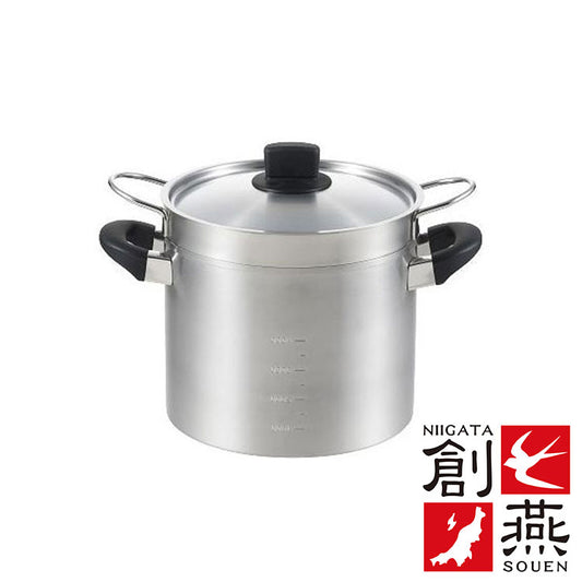 創燕 パスタポット 22cm 蓋付 目盛付き パスタ鍋(代引不可)