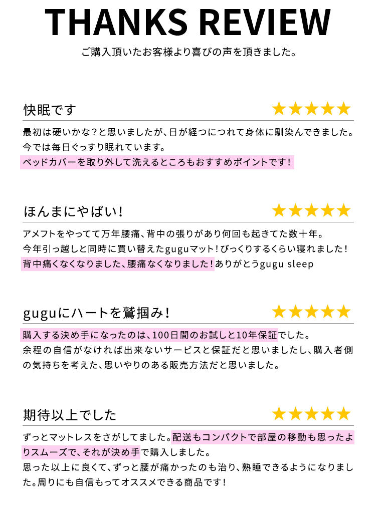 【45日間返品保証付き】 グーグースリープ gugu sleep マットレス ダブル 日本人の体型に合わせたマットレス 厚み23cm ウレタンマットレス 高反発 低反発 4層構造 竹炭繊維配合 体圧分散 洗える (代引不可)