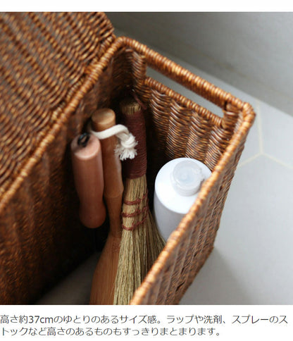 ラタン調 フタ付トイレットペーパーボックス 幅14cm スリム×大容量 最大9ロール 収納 UTILE ユティル トイレラック トイレ収納 すき間収納 隙間収納 ストッカー 蓋付き おしゃれ