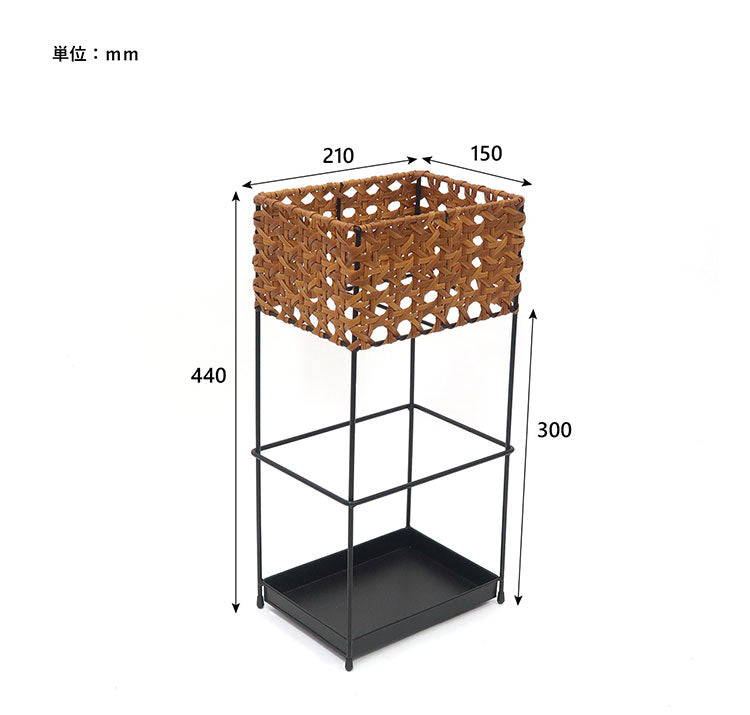 ラタン調 傘立て PPラタン×アイアン アンブレラスタンド レクト 傘 8本収納 UTILE Octa ユティル オクタ 手編み かさたて 玄関収納 コンパクト ブラック 黒 スリム おしゃれ