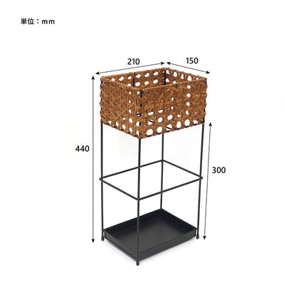 ラタン調 傘立て PPラタン×アイアン アンブレラスタンド レクト 傘 8本収納 UTILE Octa ユティル オクタ 手編み かさたて 玄関収納 コンパクト ブラック 黒 スリム おしゃれ