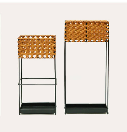 ラタン調 傘立て PPラタン×アイアン アンブレラスタンド レクト 傘 8本収納 UTILE Octa ユティル オクタ 手編み かさたて 玄関収納 コンパクト ブラック 黒 スリム おしゃれ