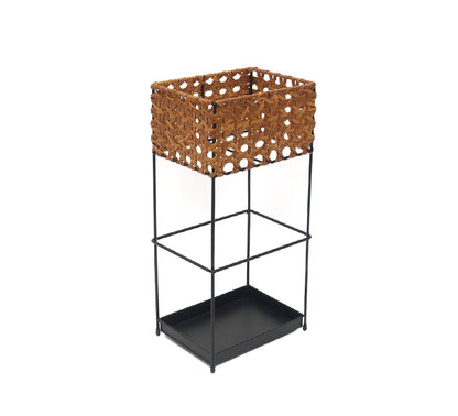 ラタン調 傘立て PPラタン×アイアン アンブレラスタンド レクト 傘 8本収納 UTILE Octa ユティル オクタ 手編み かさたて 玄関収納 コンパクト ブラック 黒 スリム おしゃれ