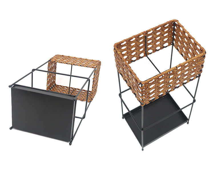 ラタン調 傘立て PPラタン×アイアン アンブレラスタンド レクト 傘 8本収納 UTILE Octa ユティル オクタ 手編み かさたて 玄関収納 コンパクト ブラック 黒 スリム おしゃれ