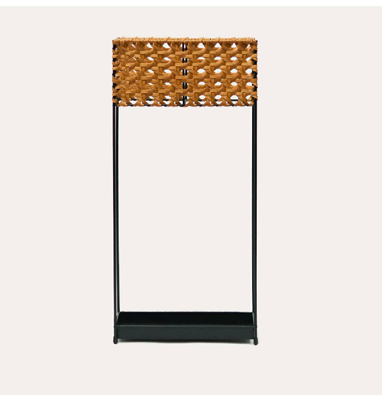 ラタン調 傘立て PPラタン×アイアン アンブレラスタンド スリム 傘 6本収納 UTILE Octa ユティル オクタ 手編み かさたて 玄関収納 コンパクト ブラック 黒 スリム おしゃれ