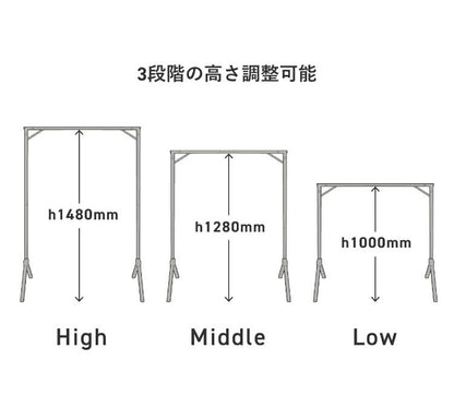折りたたみ スチールハンガーラック 高さ3段階調節 幅100cm エキシビション フォルダブルハンガーラック 折り畳み ハンガーラック コートハンガー 衣類 収納 洋服 インダストリアル