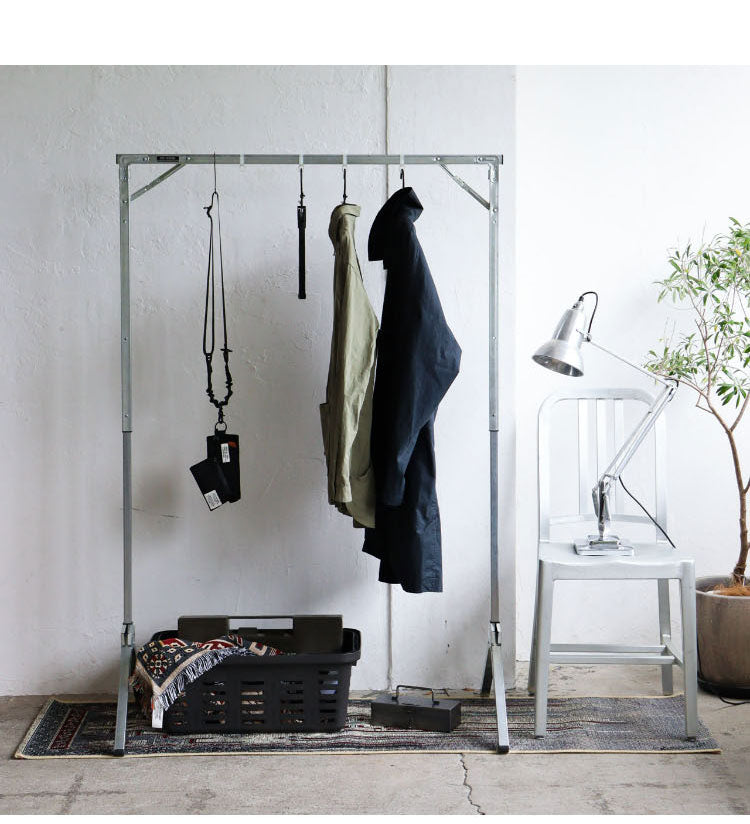 折りたたみ スチールハンガーラック 高さ3段階調節 幅100cm エキシビション フォルダブルハンガーラック 折り畳み ハンガーラック コートハンガー 衣類 収納 洋服 インダストリアル