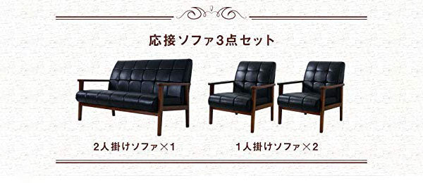 応接ソファセット 4人用 アニータ 3点セット 1人掛けソファ×2台 2人掛けソファ×1台 応接用ソファ ロビーチェア 待合室 椅子 業務用 おしゃれ 銀行 オフィス家具(代引不可)