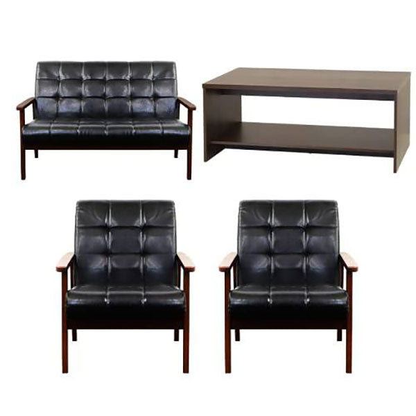 応接ソファセット 4人用 アニータ 4点セット 1人掛けソファ×2台 2人掛けソファ×1台 センターテーブル 応接用ソファ ロビーチェア 待合室 椅子 業務用 おしゃれ 銀行 オフィス家具(代引不可)