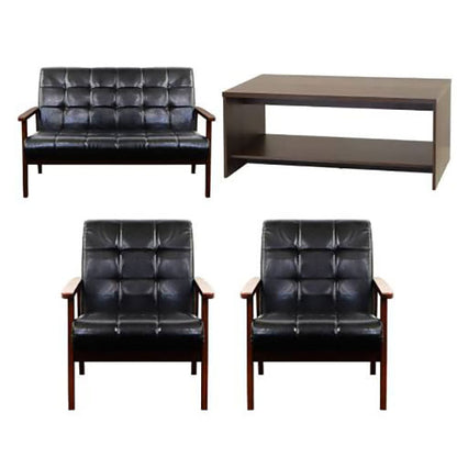 応接ソファセット 4人用 アニータ 4点セット 1人掛けソファ×2台 2人掛けソファ×1台 センターテーブル 応接用ソファ ロビーチェア 待合室 椅子 業務用 おしゃれ 銀行 オフィス家具(代引不可)