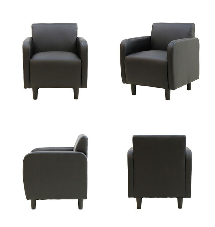 応接室ソファ 一人掛け 丸みのあるデザイン 合皮 1人掛け シングルソファ 応接ソファ アームチェア ロビーチェア 応接椅子 PVCレザー(代引不可)