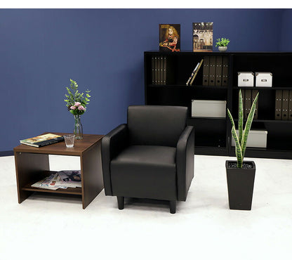 応接室ソファ 一人掛け 丸みのあるデザイン 合皮 1人掛け シングルソファ 応接ソファ アームチェア ロビーチェア 応接椅子 PVCレザー(代引不可)