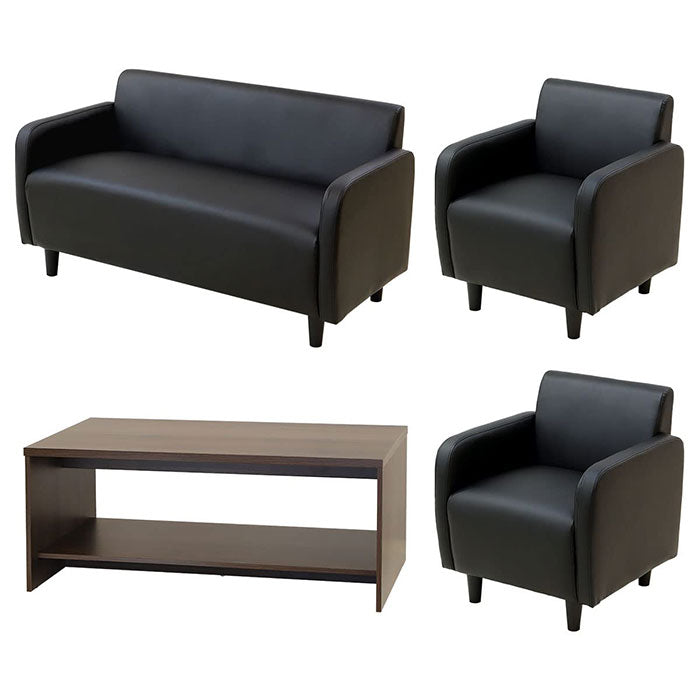 応接ソファセット 4人用 アプティ 4点セット 1人掛けソファ×2台 2人掛けソファ×1台 センターテーブル 応接用ソファ ロビーチェア 待合室 椅子 業務用 おしゃれ 銀行 オフィス家具(代引不可)